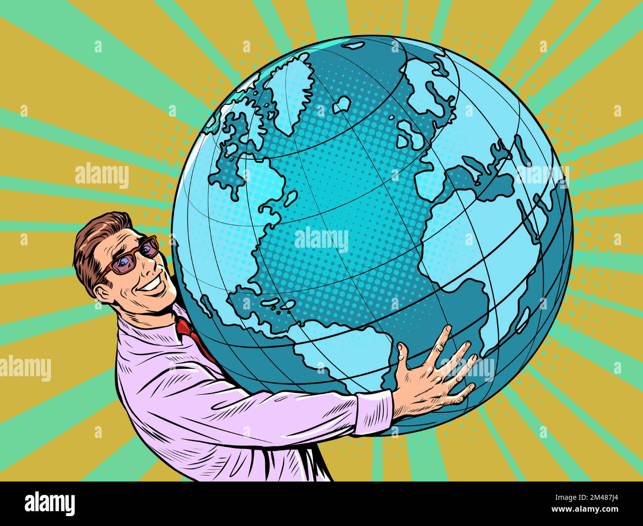 Holding the earth in the palm of his hand Stock Vector Images - Alamy
