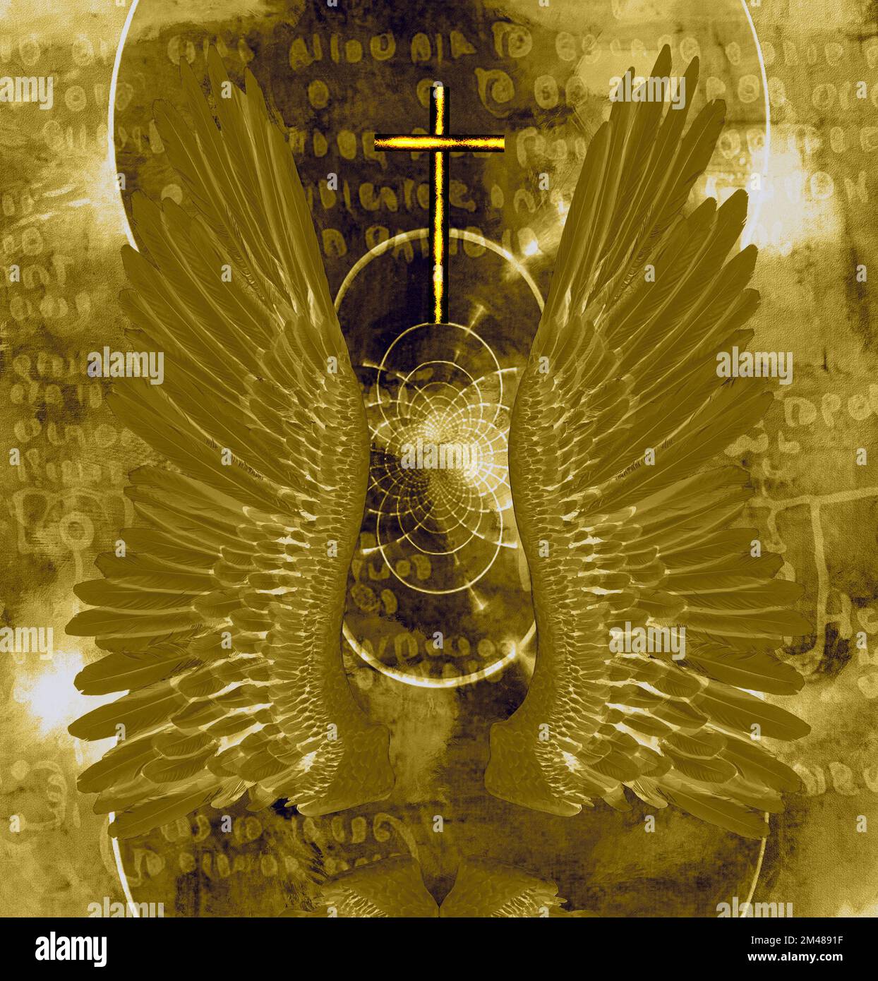 Angels wings and light. 3D rendering Stock Photo Alamy