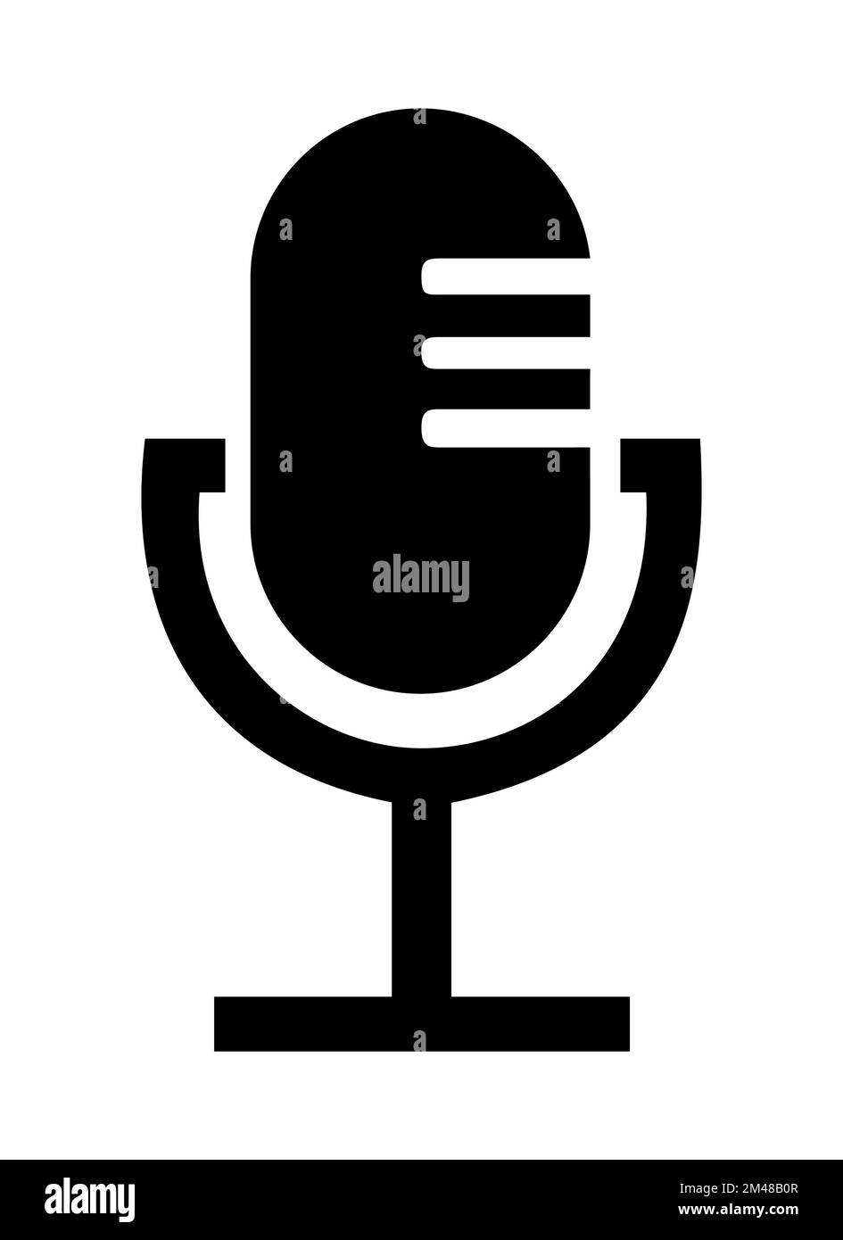 SMALL RETRO MICROPHONE PICTOGRAM WITH STAND AND SLOTS Stock Vector