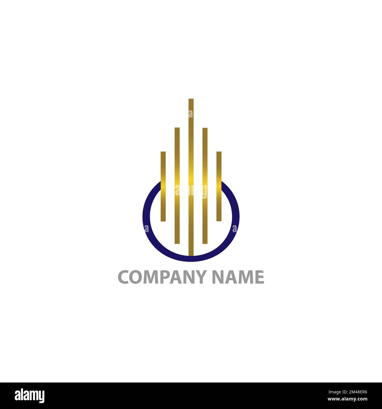 Vector logo on which an abstract image of a tall skyscraper in a linear style.EPS 10 Stock Vector