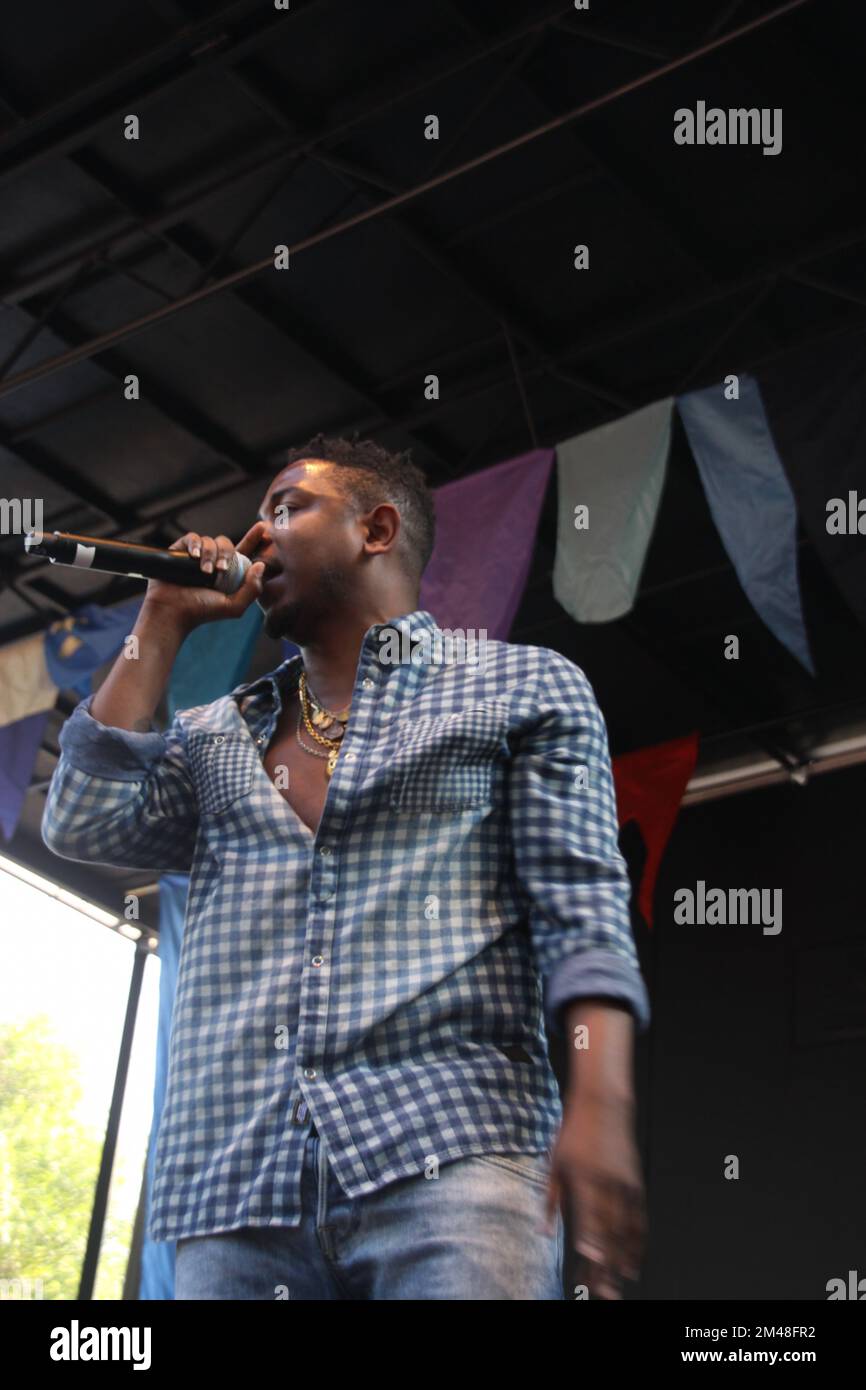 Pitchfork Music Festival Kendrick Lamar in concert Stock Photo Alamy