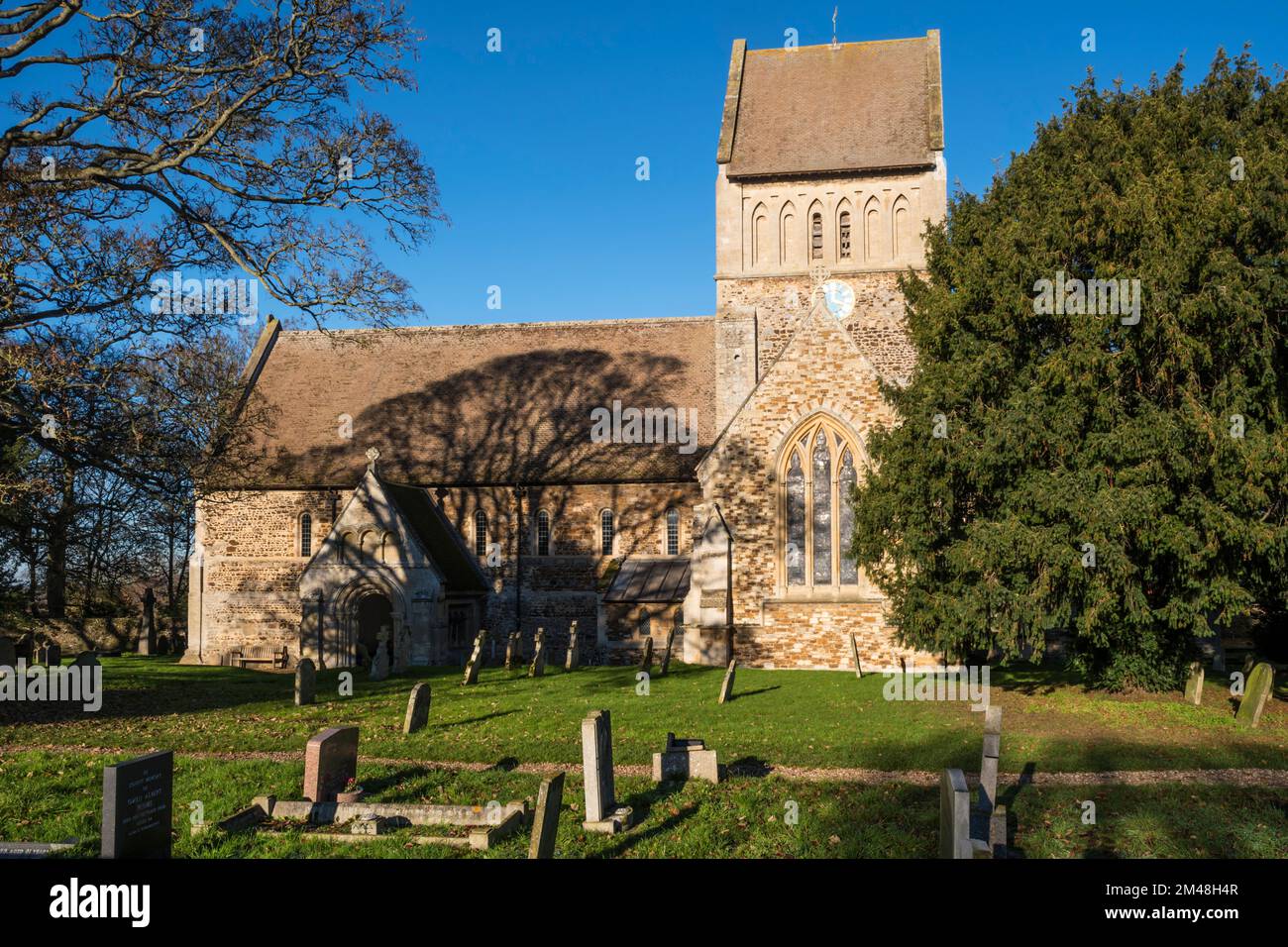 The much restored Norman church of St Lawrence at Castle Rising in ...