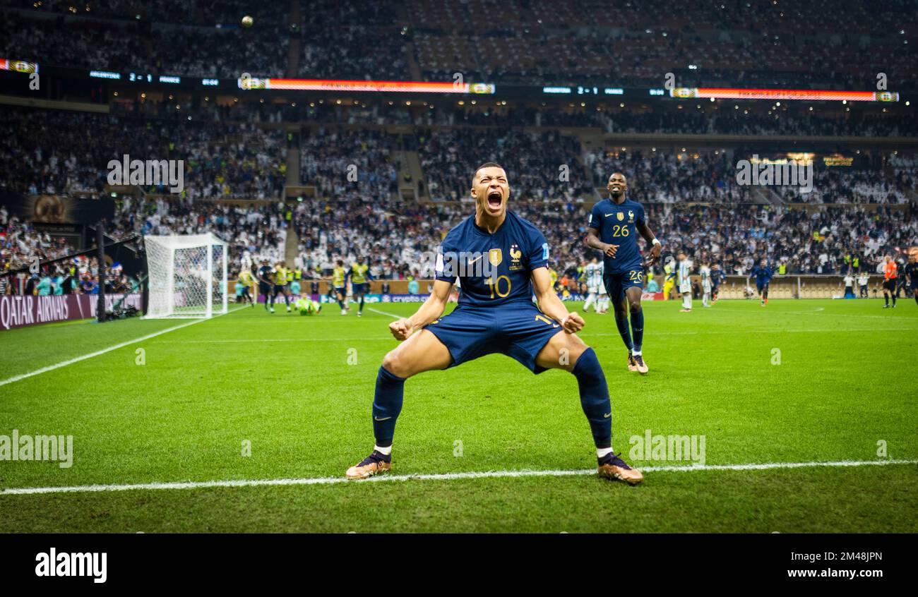 Doha, Qatar. 18th Dec, 2022. Kylian Mbappe (FRA), Marcus Thuram (FRA)  celebrate the goal for 2:2 Argentina - France Final Match Argentinien -  Frankre Stock Photo - Alamy
