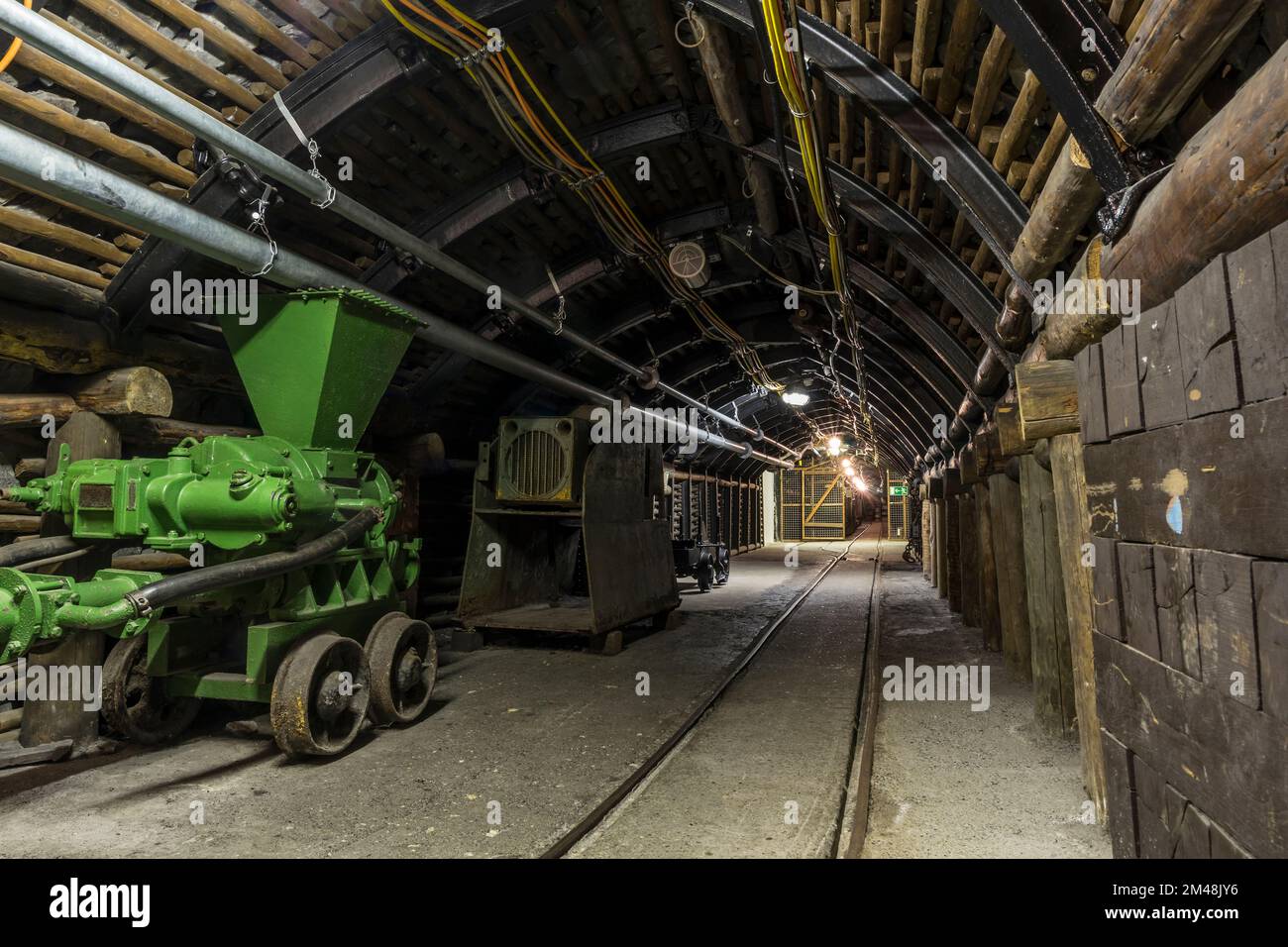Tunnel of a historic coal mine. Stock Photo