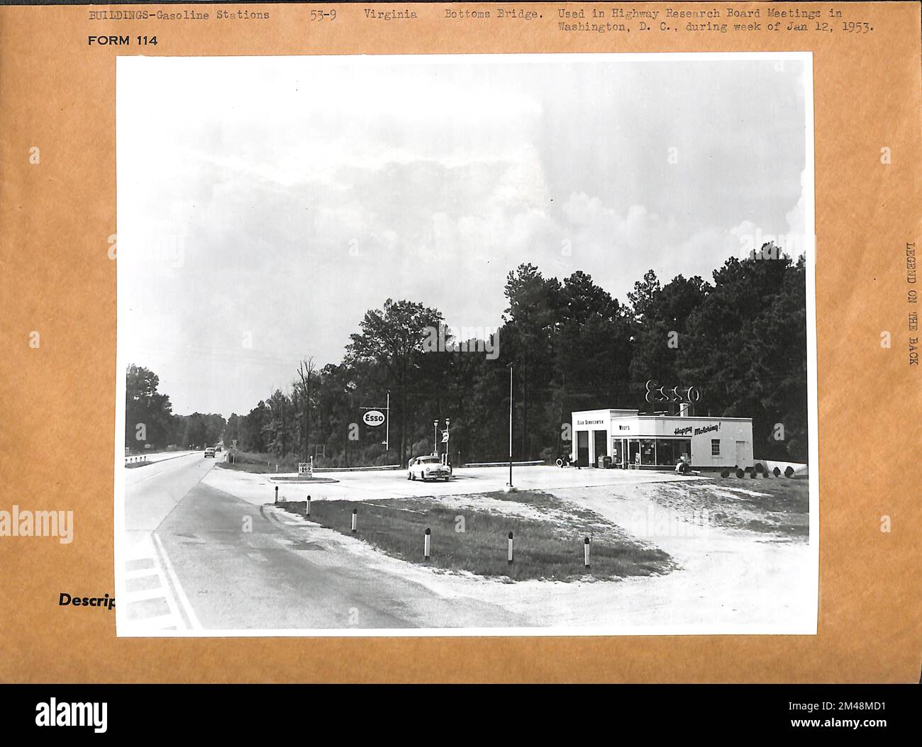 Gasoline Station with Ample Parking Area. Original caption East view
