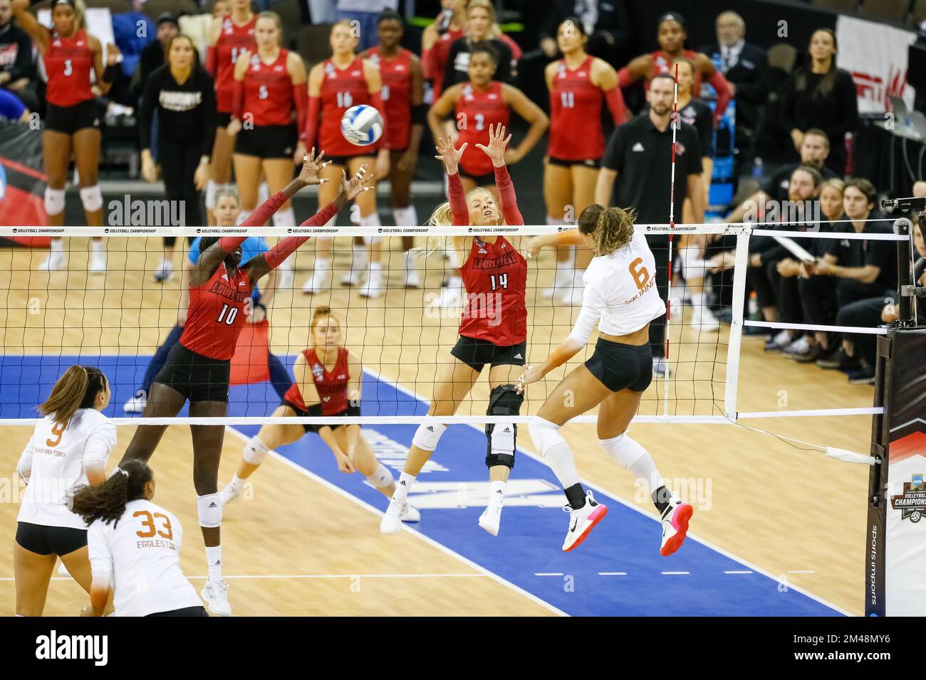 In the NCAA Volleyball Championship, Louisville, coached by two former