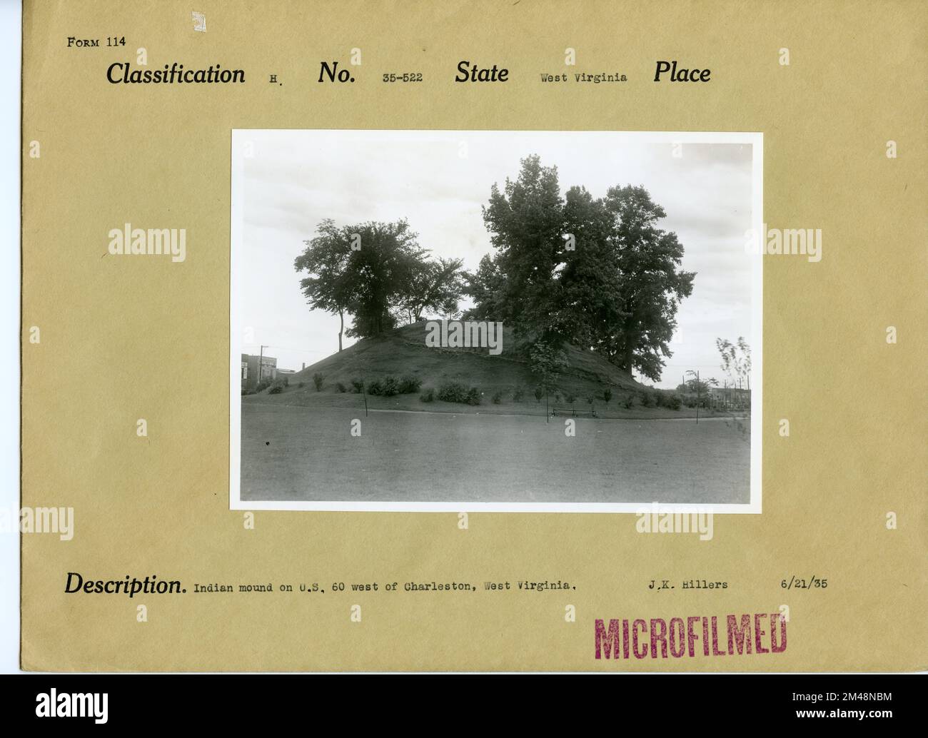 Indian Mound on U.S. 60 West of Charleston, West Virginia. Original