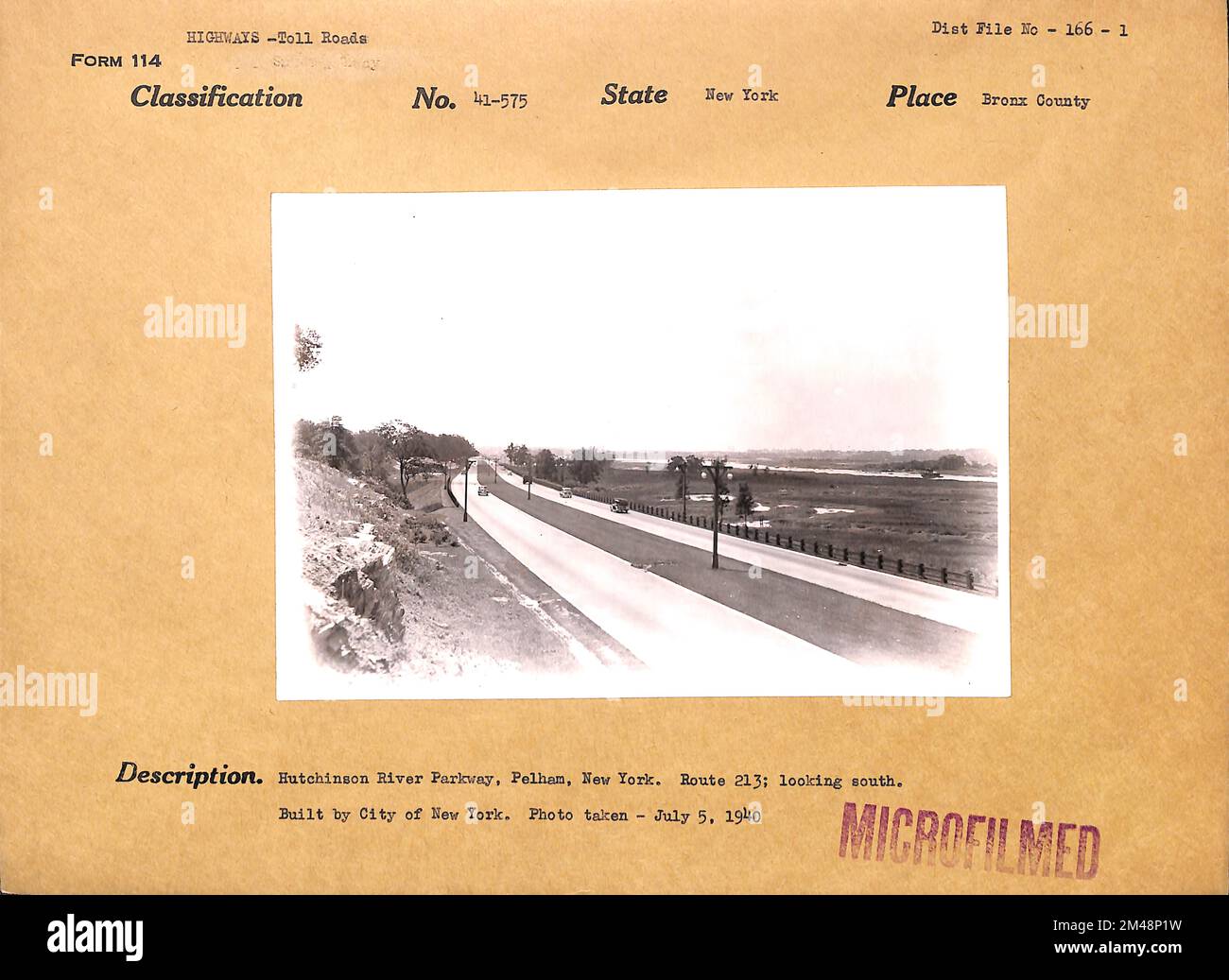 Hutchinson River Parkway, Pelham, New York. Original caption