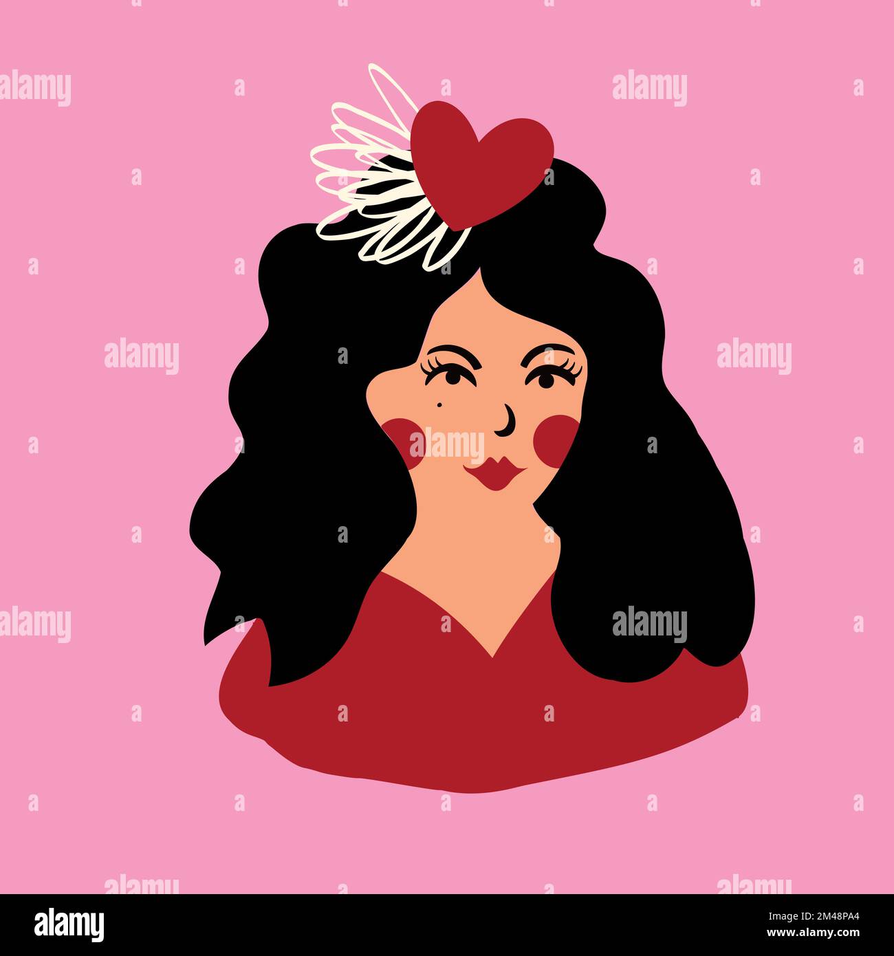 lovable postcard with an elegant girl in a hat for Valentine's Day