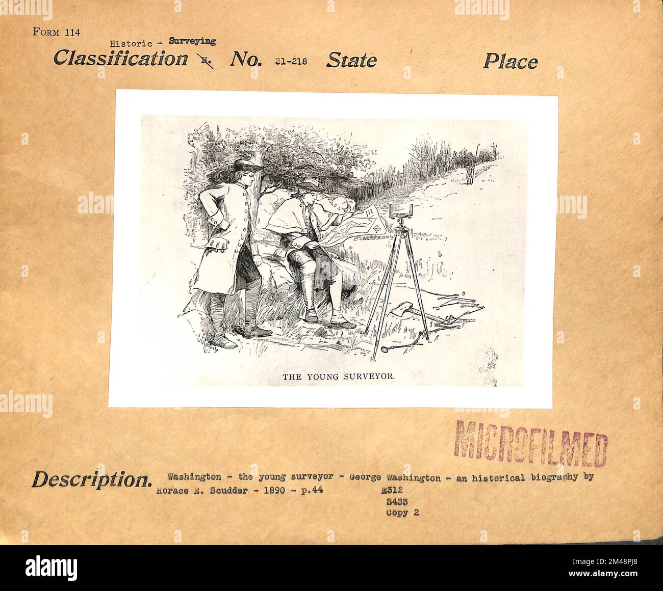 Washington the Young Surveyor. Original caption Washington the young