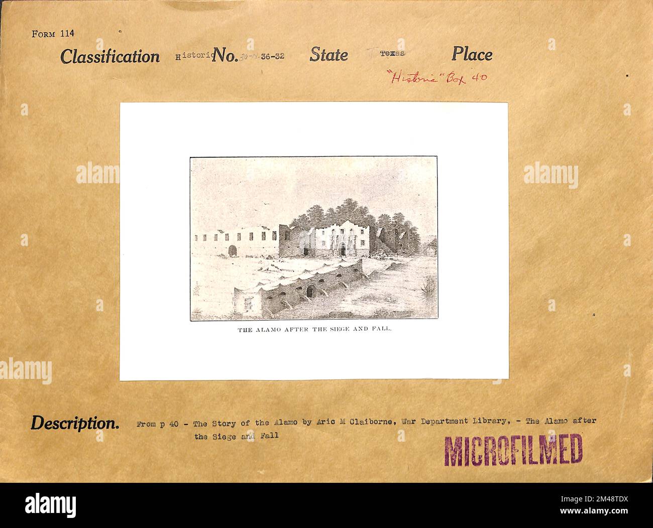 The Alamo After the Siege and Fall. Original caption From p 40 The