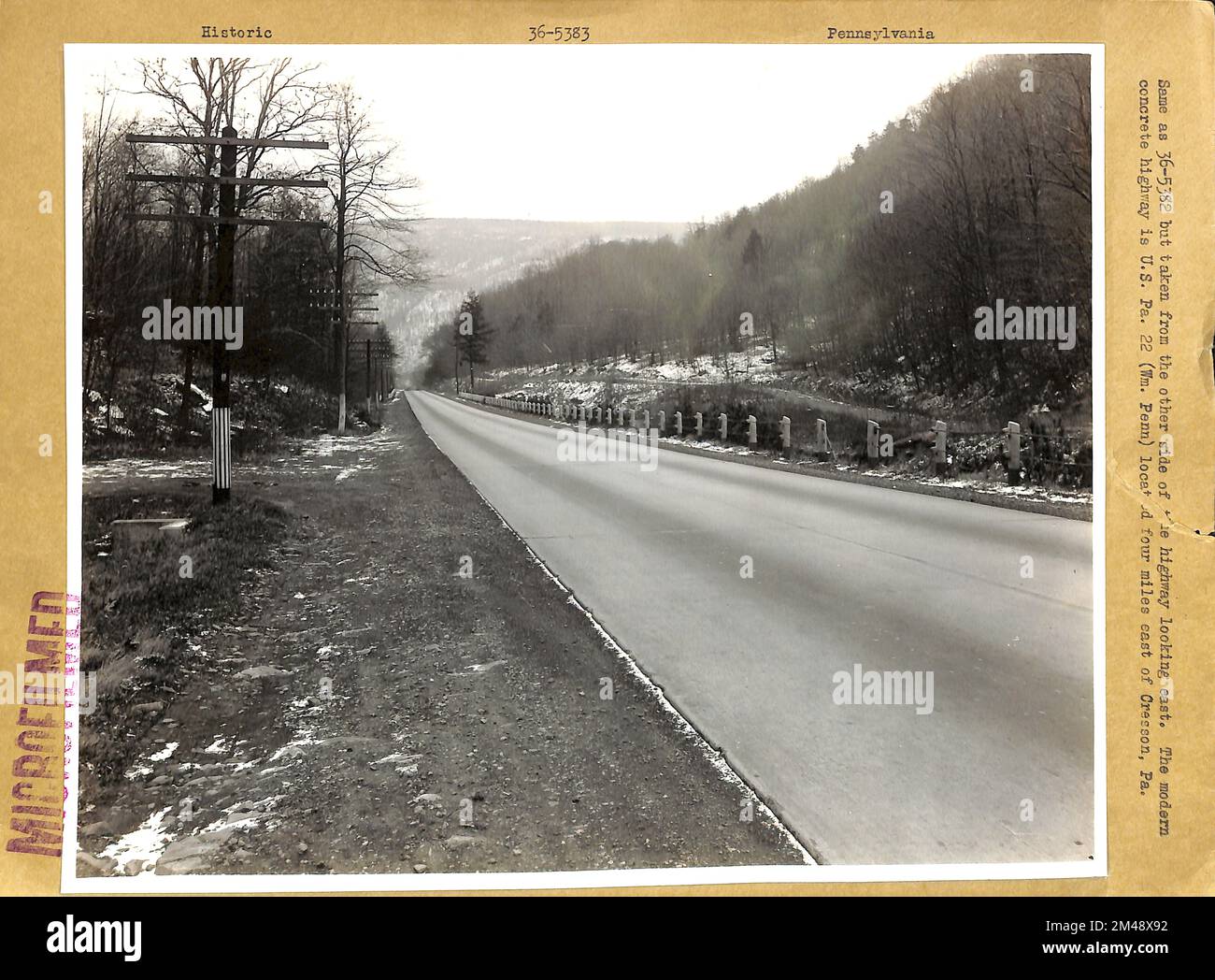 Modern Concrete Highway U.S. Route 22 (William Penn) Located Four Miles ...