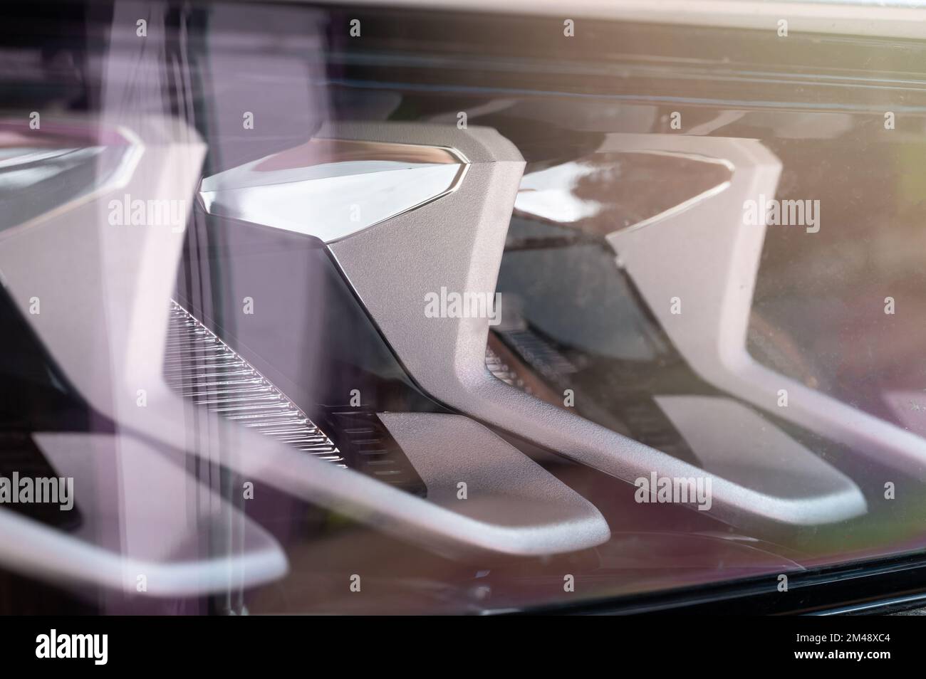 Reflectors on modern car headlight macro close up view Stock Photo Alamy