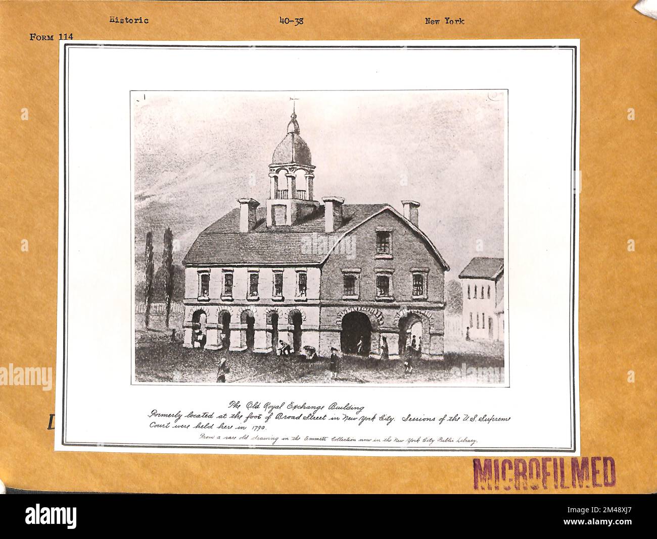 Old Royal Exchange Building. Original caption The Old Royal Exchange Building. Formerly located