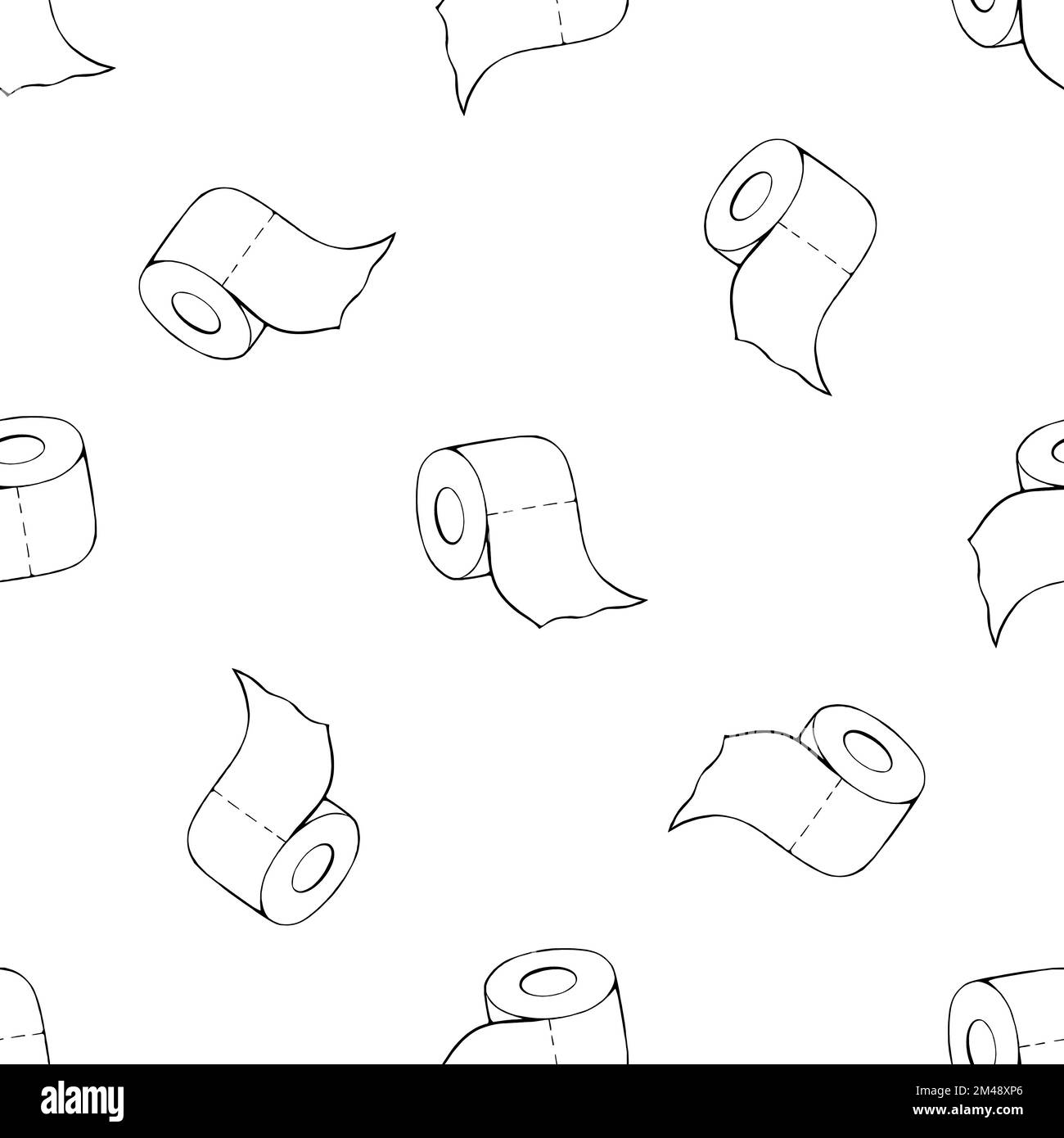 Toilet paper rolls seamless pattern on a white background. Vector