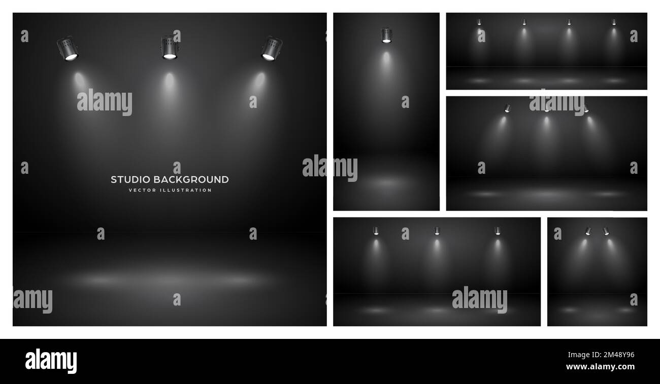 Empty black studio abstract backgrounds with spotlights. Product ...