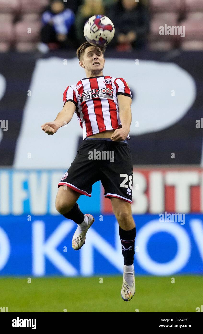 Wigan, England, 19th December 2022.  James McAtee of Sheffield Utd during the Sky Bet Championship match at the DW Stadium, Wigan. Picture credit should read: Andrew Yates / Sportimage Stock Photo