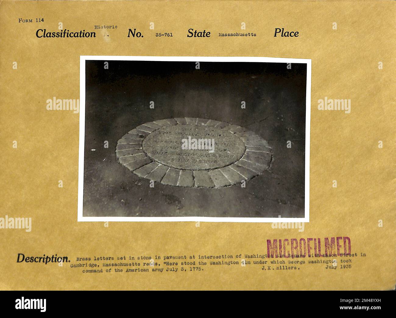 Brass Letters Set in Stone in Pavement at Intersection of Washington