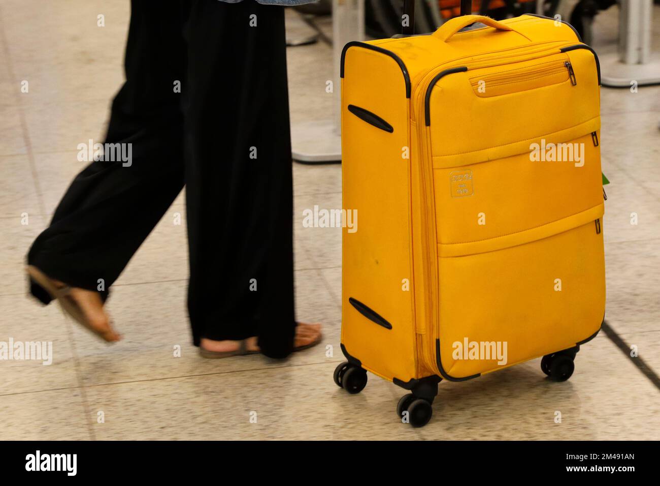 Passengers luggage detail at airport terminal for arrival and departure