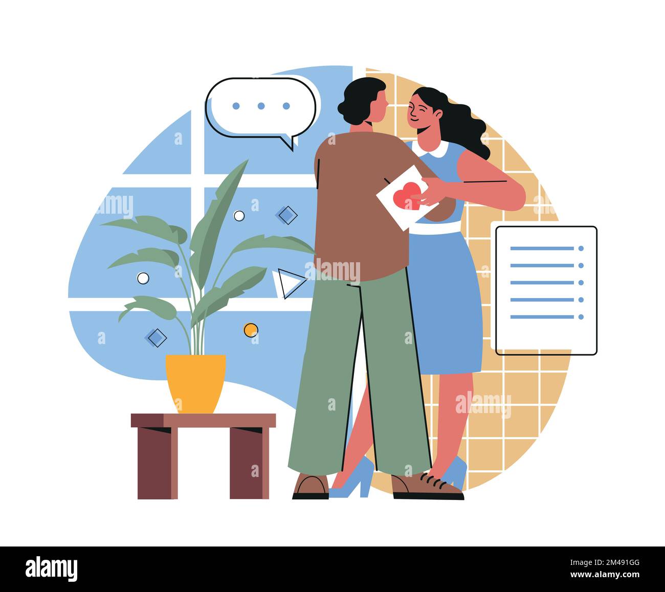 People giving and receiving gift Stock Vector