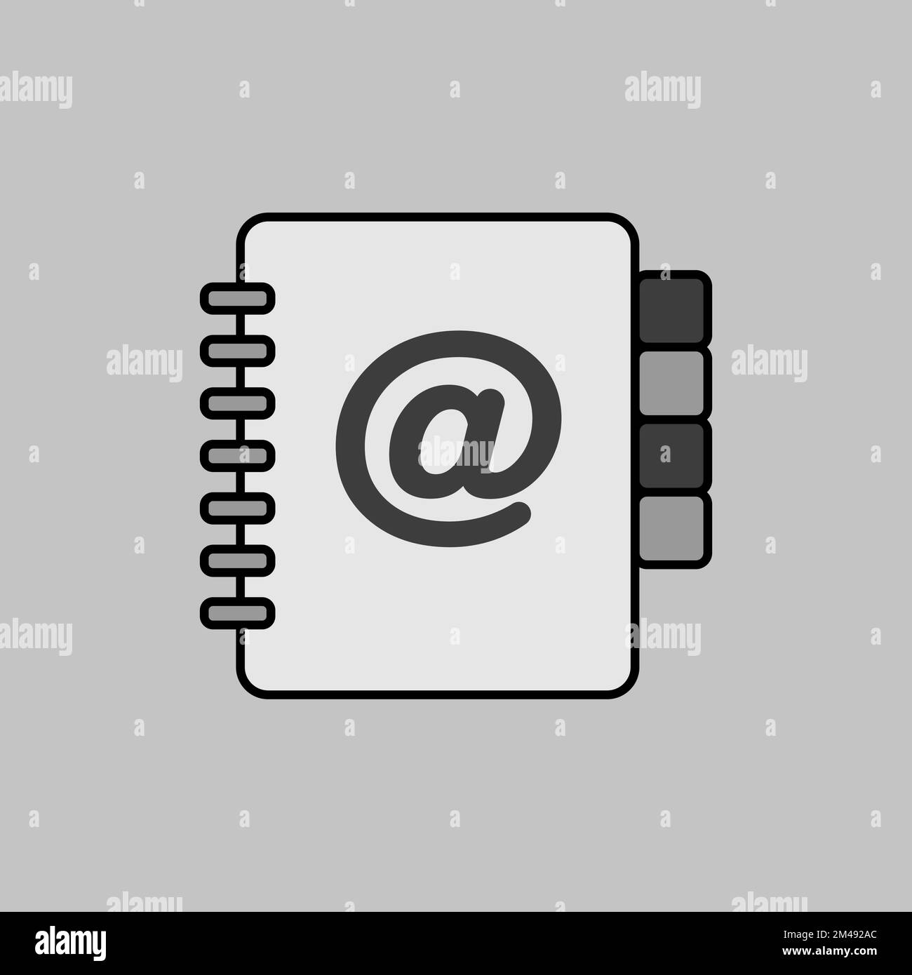 Address Book outline grayscale icon. Workspace sign. Graph symbol for ...