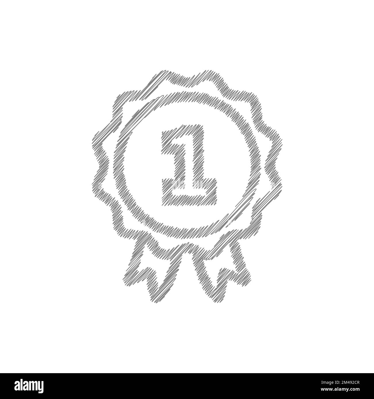 Medal white sketch vector icon. Flat design Stock Vector Image & Art ...