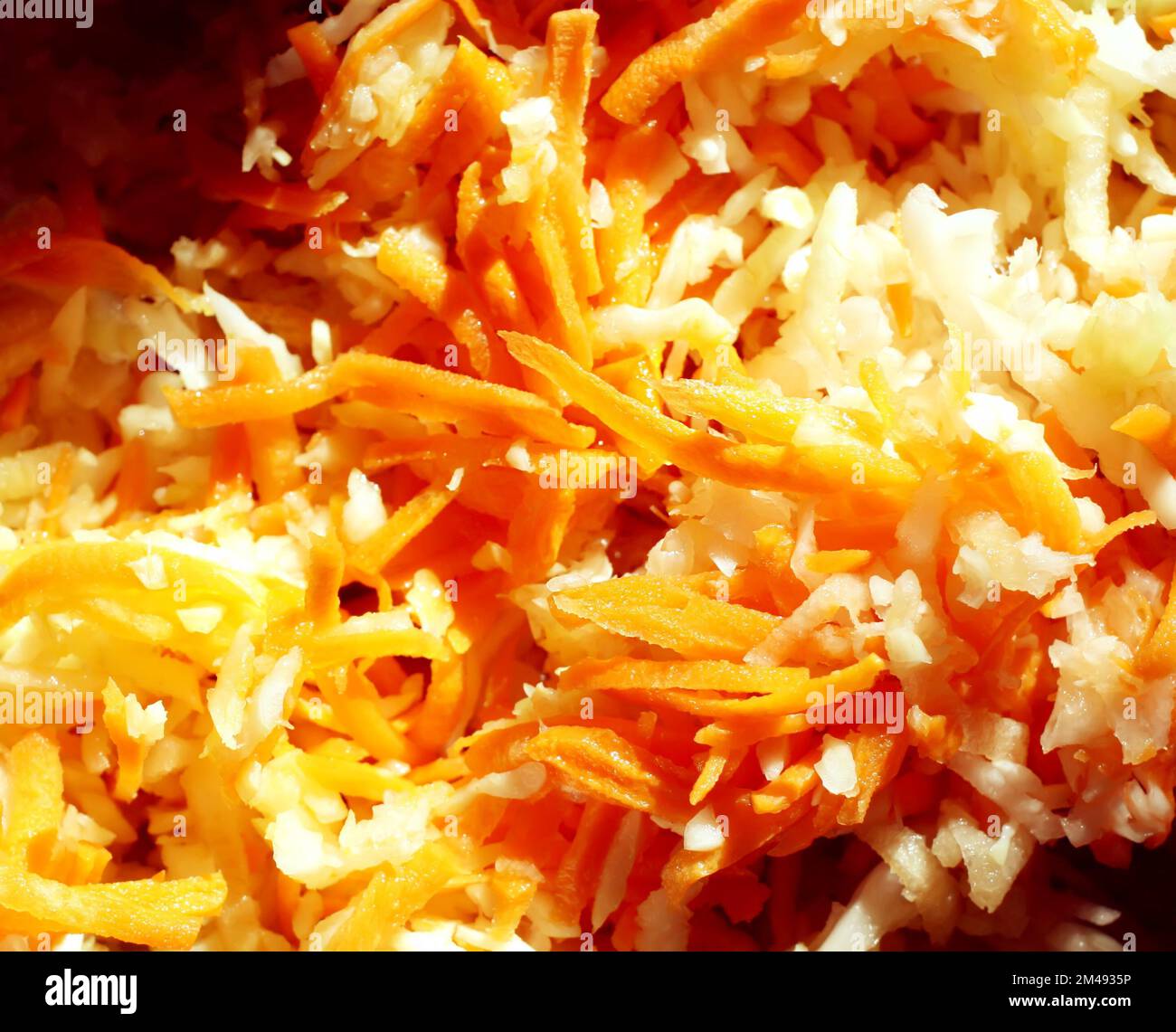Fresh vegetable sald. Healthy food. Cabbage and carrots Stock Photo