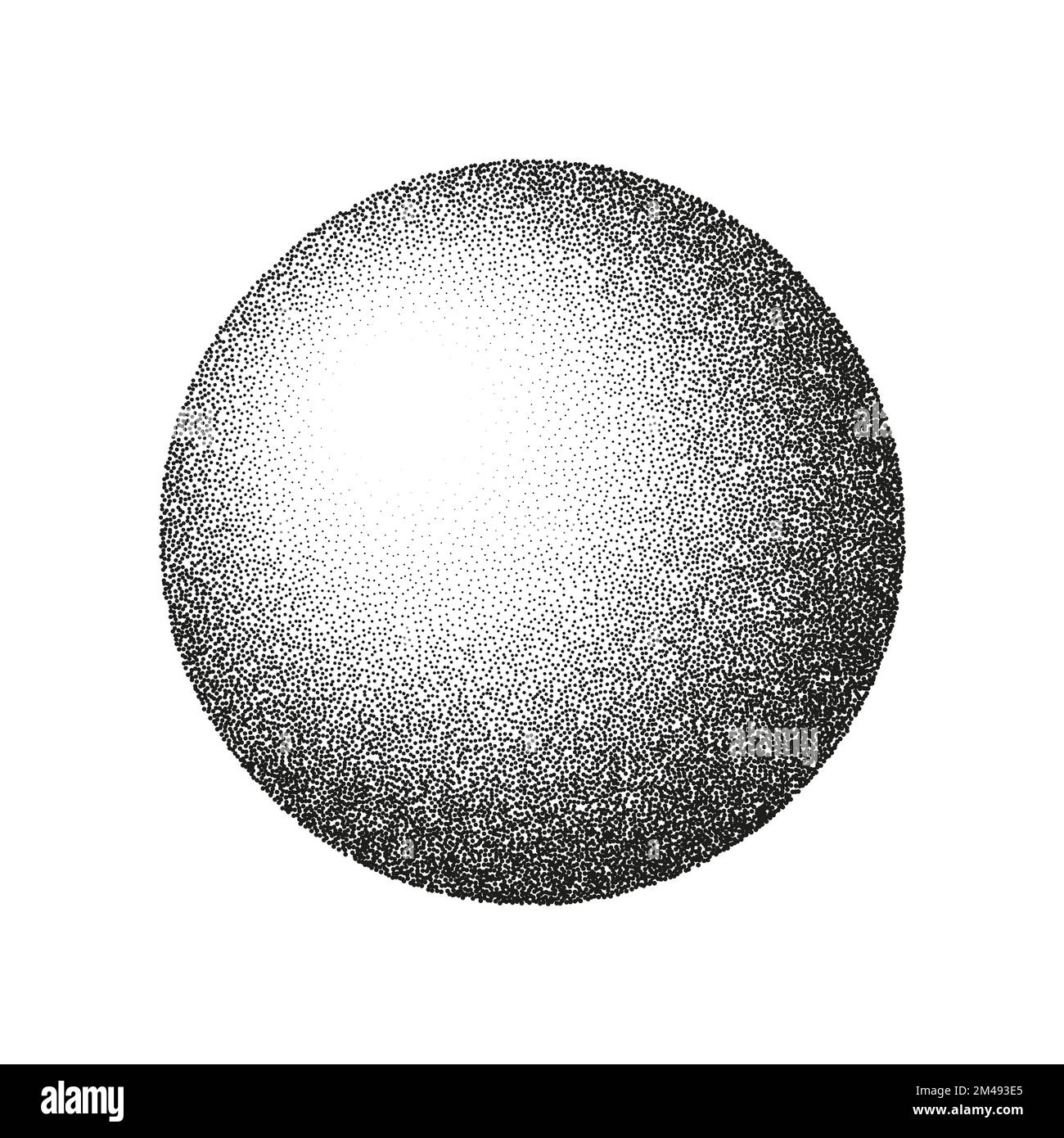 Round shaped dotted object, stipple elements. Fading gradient ...