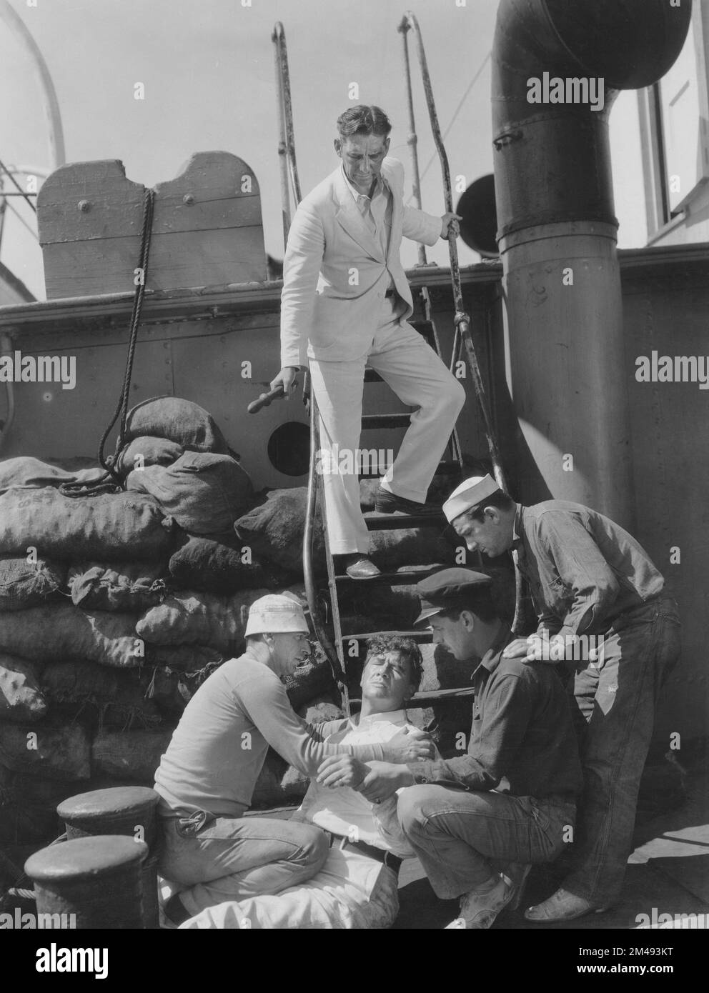 George Bancroft (center), on-set of the Film, 'Derelict', Paramount Pictures, 1930 Stock Photo