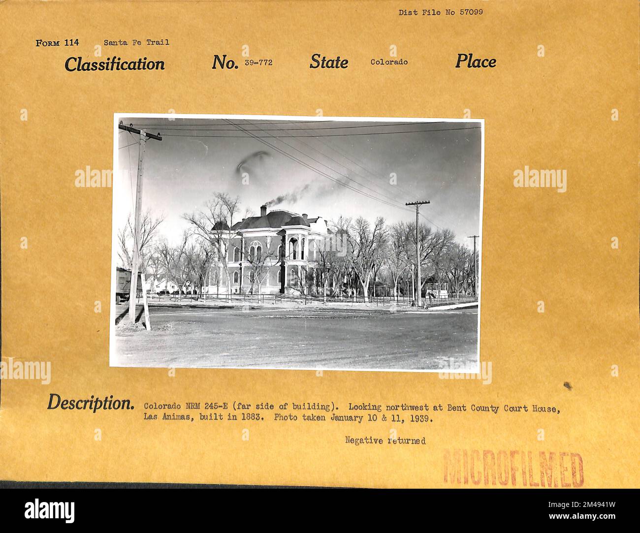 Colorado NRM 245-E, Looking Northwest at Bent County Court House, Las ...