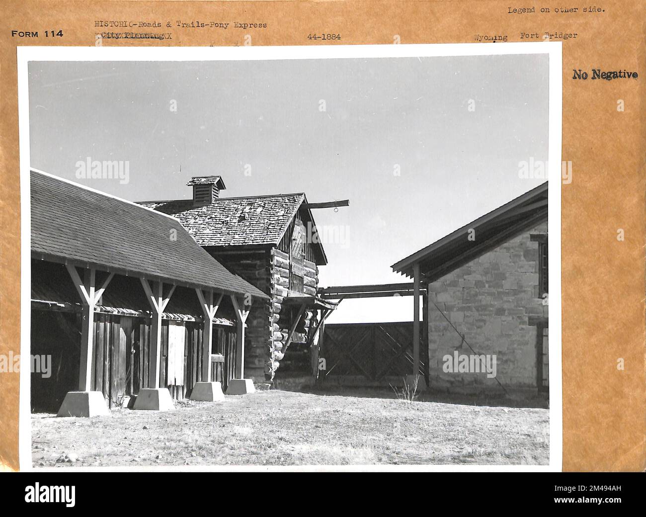 Pony Express Stables, Fort Bridger, Wyoming. Original caption Photo by