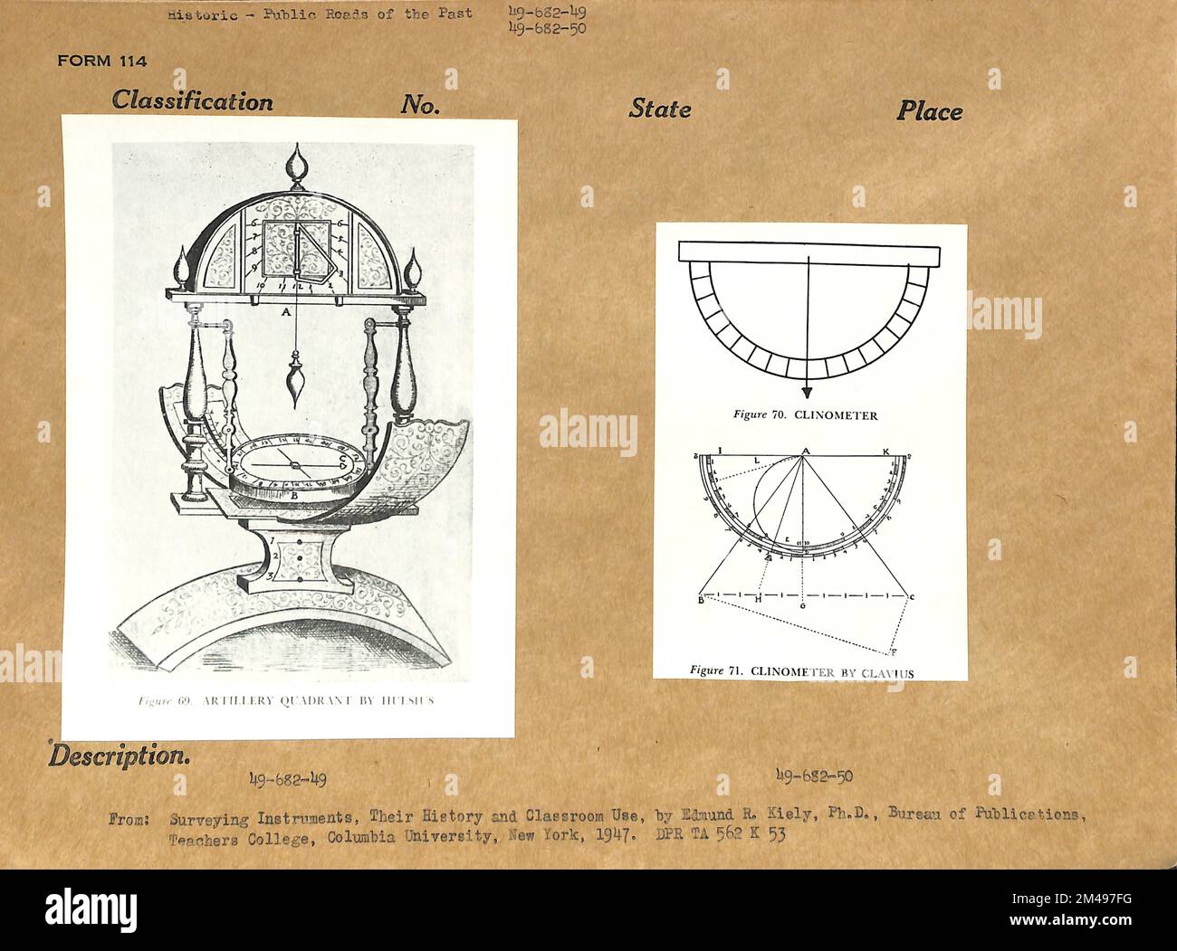 Artillery Quadrant by Hulsius, Clinometer by Clavius. Original caption