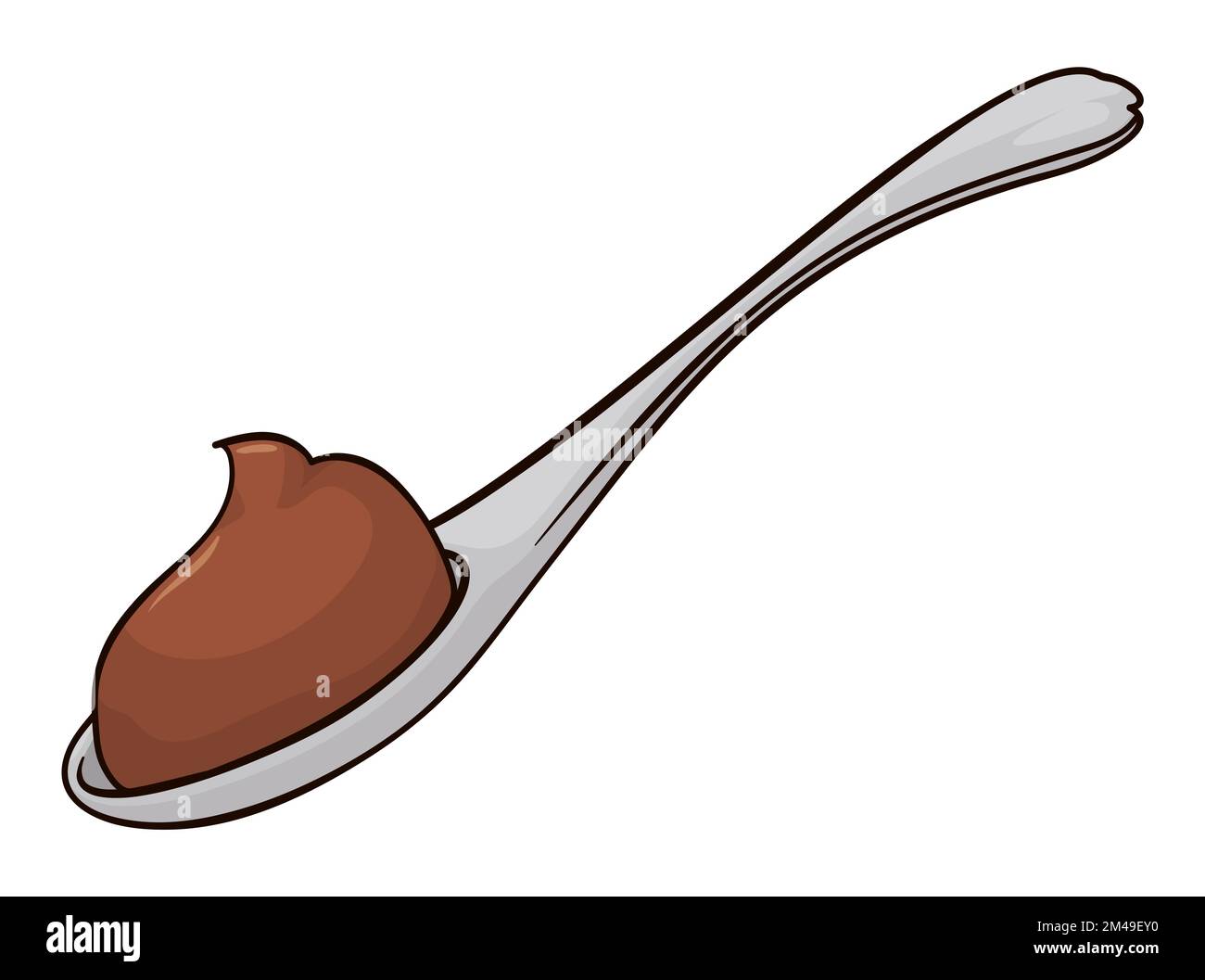 View of a silver spoon with sweet 'arequipe' -or caramelized milk- sample, ready to enjoy it. Stock Vector
