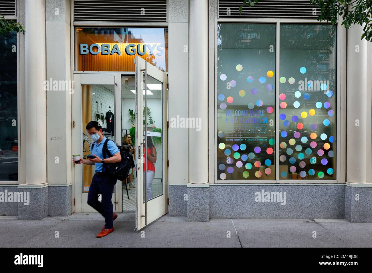 Boba Guys, 145 Greene St, New York, NYC storefront photo of a bubble tea shop in Manhattan's SoHo neighborhood. Stock Photo