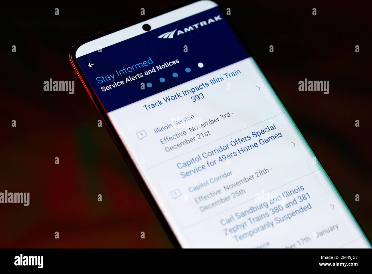 Service alerts and notices on the Amtrak app. Amtrak is the national