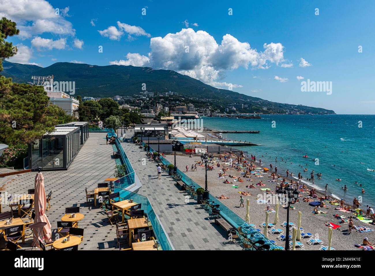 City beach, Yalta, Crimea, Russia Stock Photo