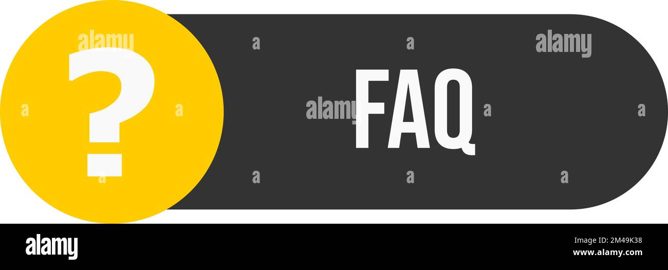 Dark FAQ button. Dark button for frequently asked questions. Stock Vector