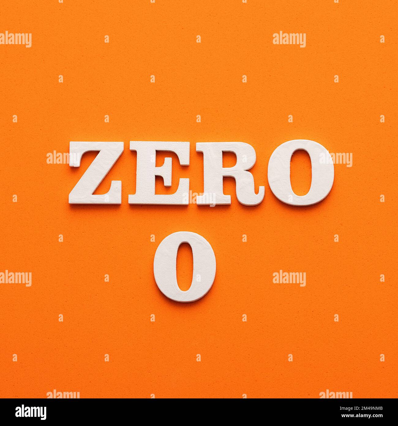 In white letters the word zero on an orange background Stock Photo Alamy