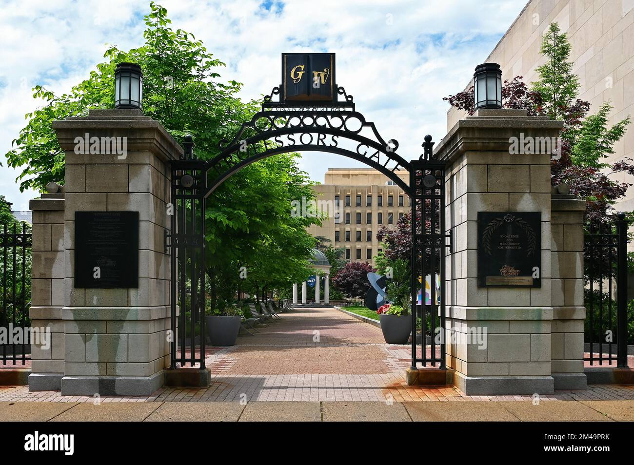 Professors Gate on the campus of George Washington University, Washington D. C. United States of America Stock Photo
