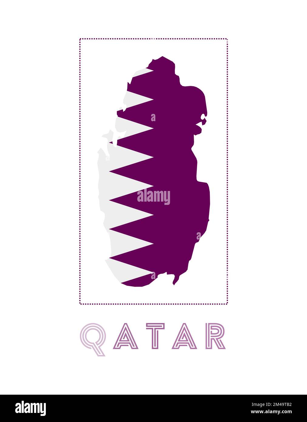 Qatar Logo. Map of Qatar with country name and flag. Stylish vector