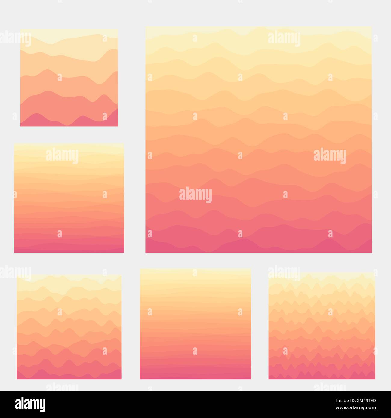 Abstract waves background collection. Curves in pink and yellow colors ...