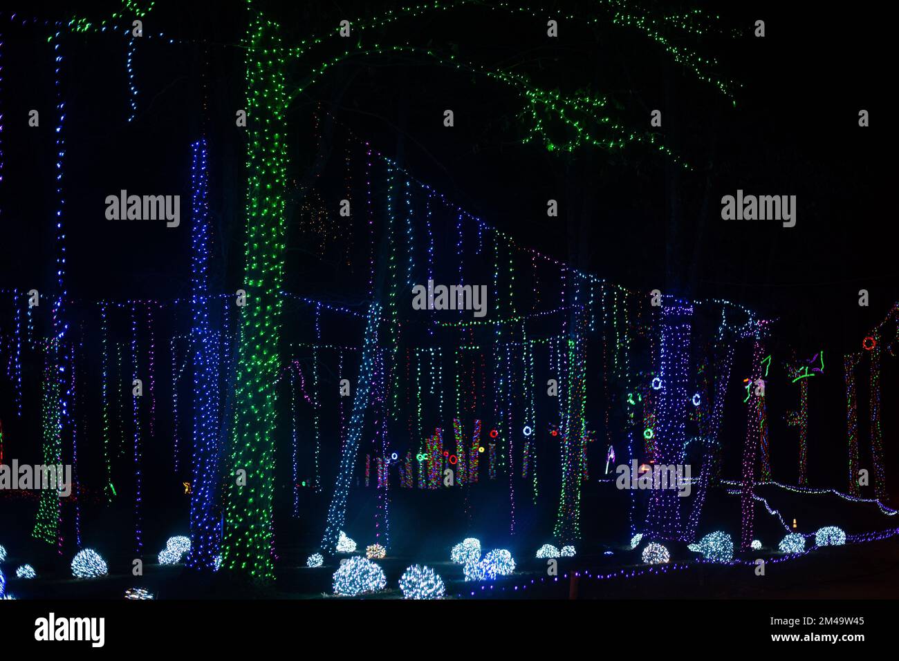 Christmas lights on display on a Festival of Lights display in rural Pennsylvania, USA. - Stock Image