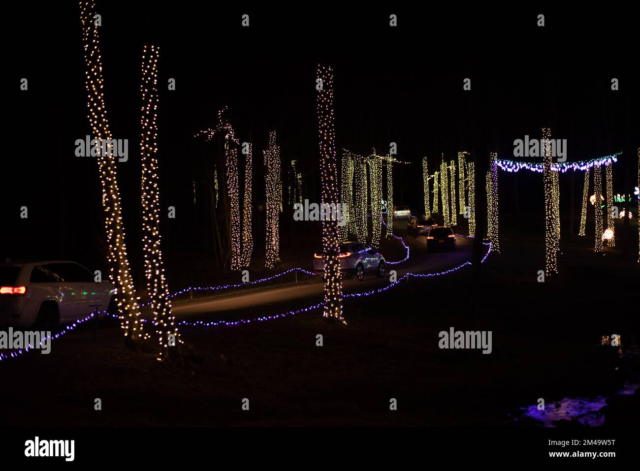 Christmas lights on display on a Festival of Lights display in rural Pennsylvania, USA. - Stock Image