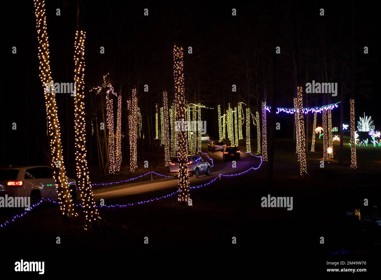Christmas lights on display on a Festival of Lights display in rural Pennsylvania, USA. - Stock Image