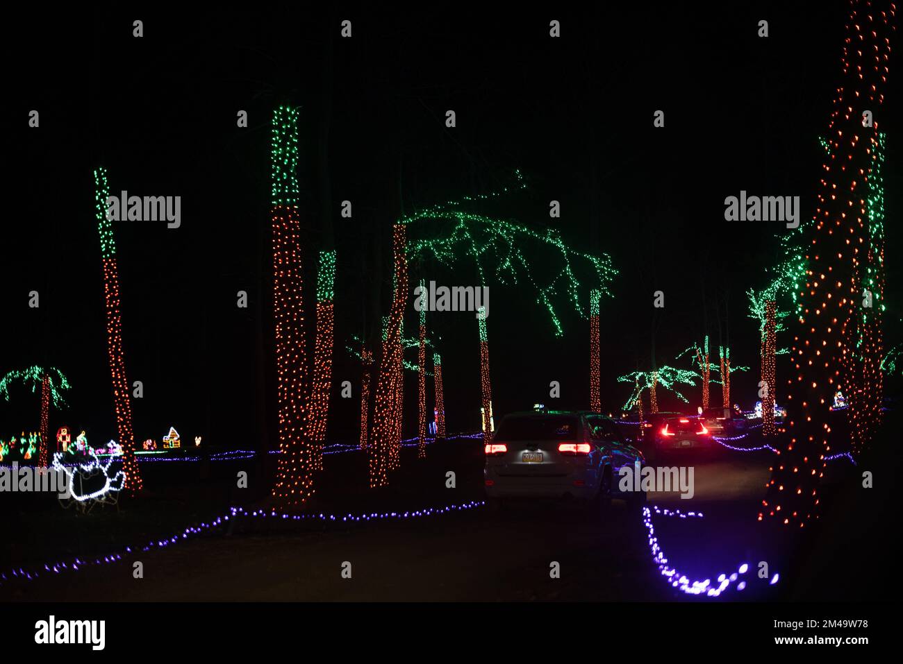 Christmas lights on display on a Festival of Lights display in rural Pennsylvania, USA. - Stock Image