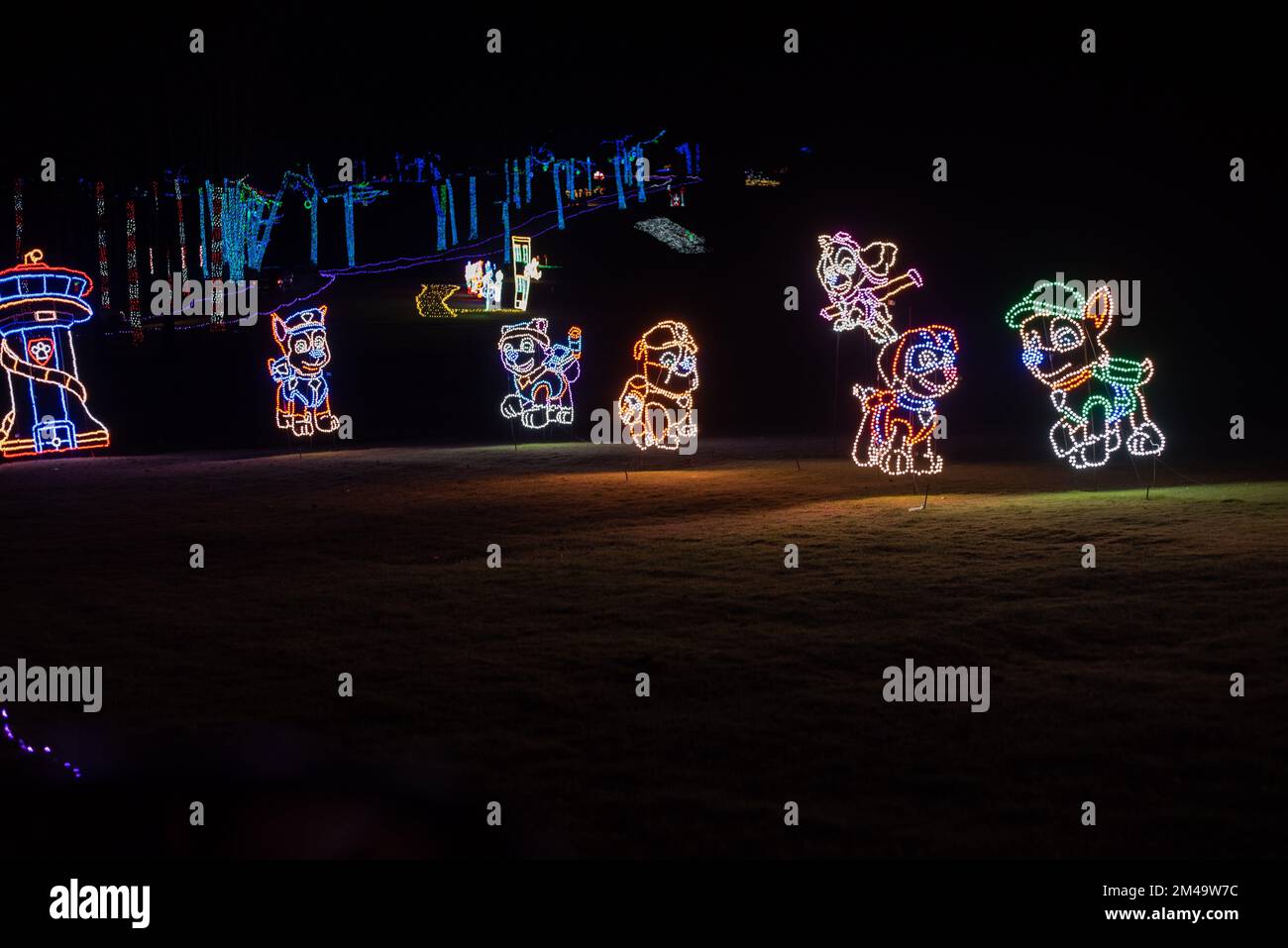 Christmas lights on display on a Festival of Lights display in rural Pennsylvania, USA. - Stock Image
