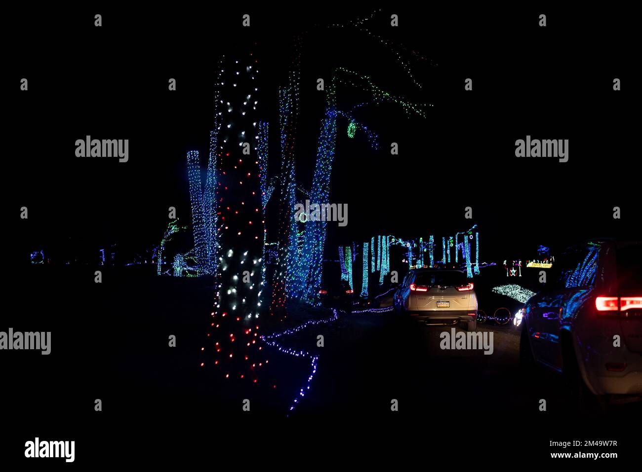 Christmas lights on display on a Festival of Lights display in rural Pennsylvania, USA. - Stock Image