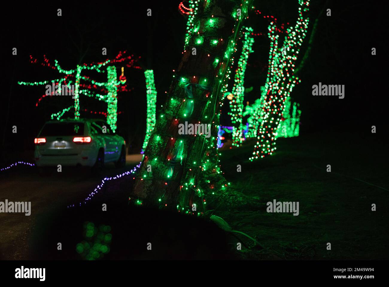 Christmas lights on display on a Festival of Lights display in rural Pennsylvania, USA. - Stock Image