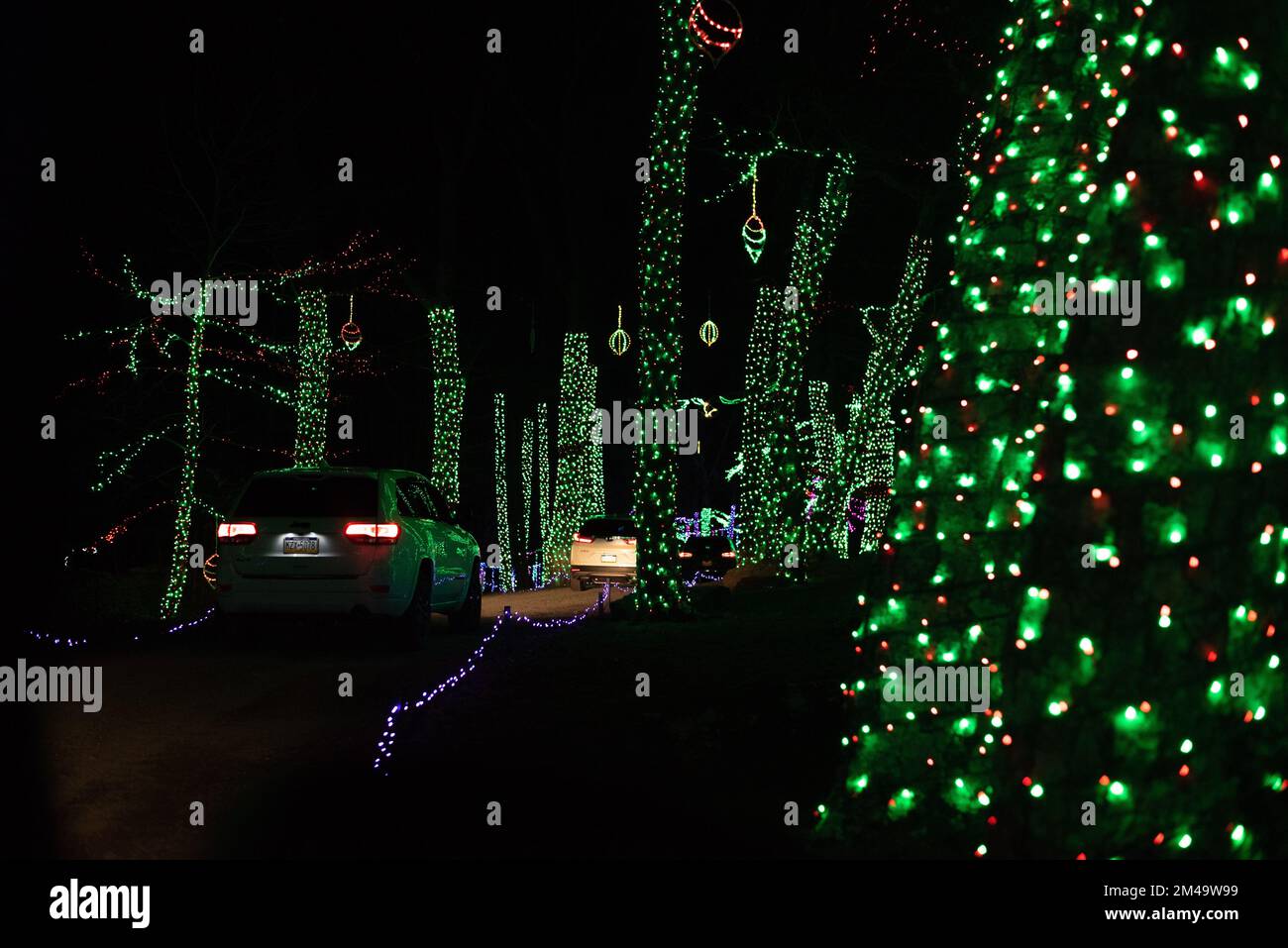 Christmas lights on display on a Festival of Lights display in rural Pennsylvania, USA. - Stock Image