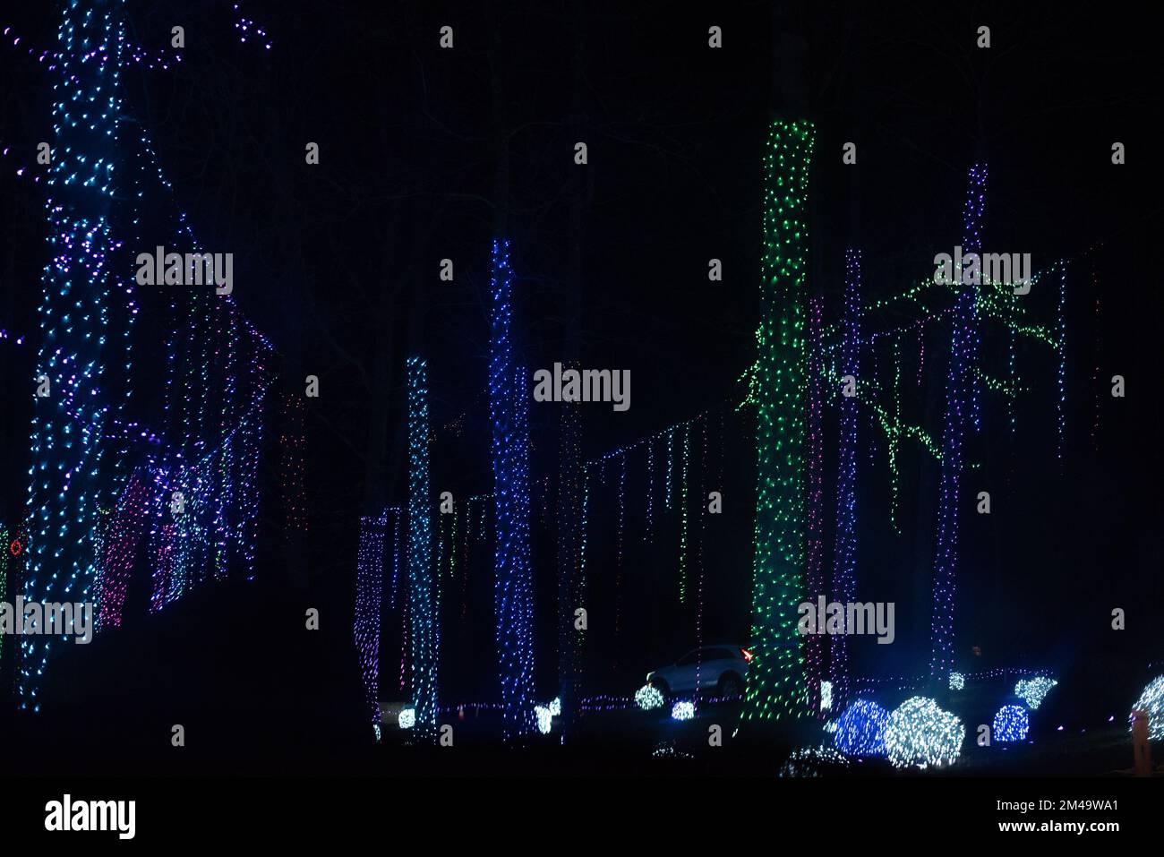 Christmas lights on display on a Festival of Lights display in rural Pennsylvania, USA. - Stock Image